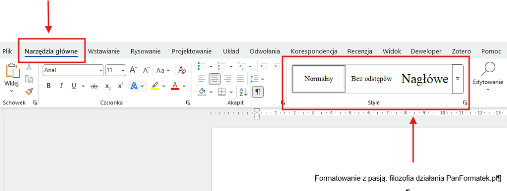 style potrzebne do utworzenia spisu treści