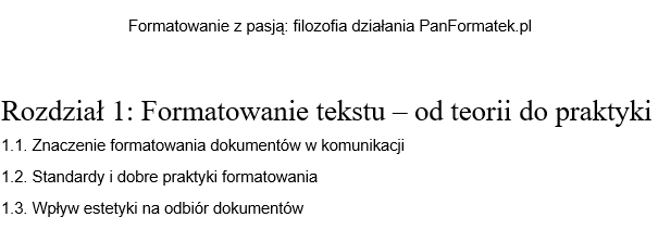 sformatowany rozdział, który będzie widoczny w spisie treści.